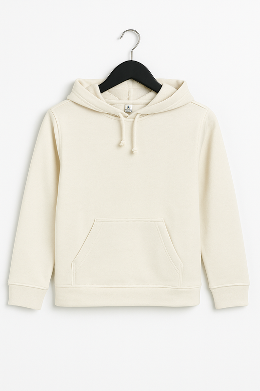 Kinder Hoodie – Beige mit Kängurutasche
