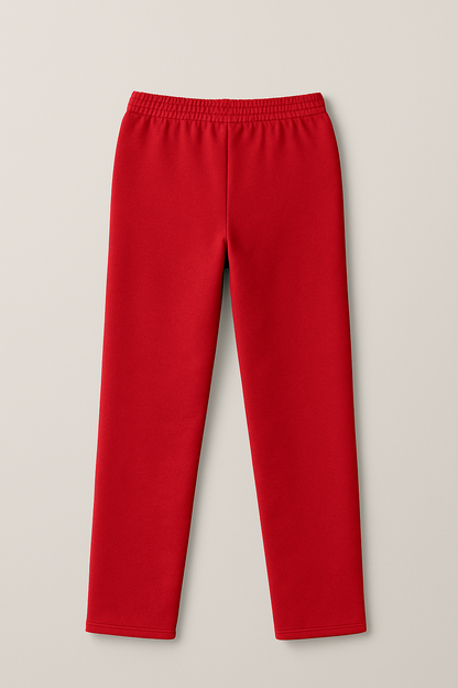 Damen Trainingshose in Rot mit feinen weißen Seitenstreifen