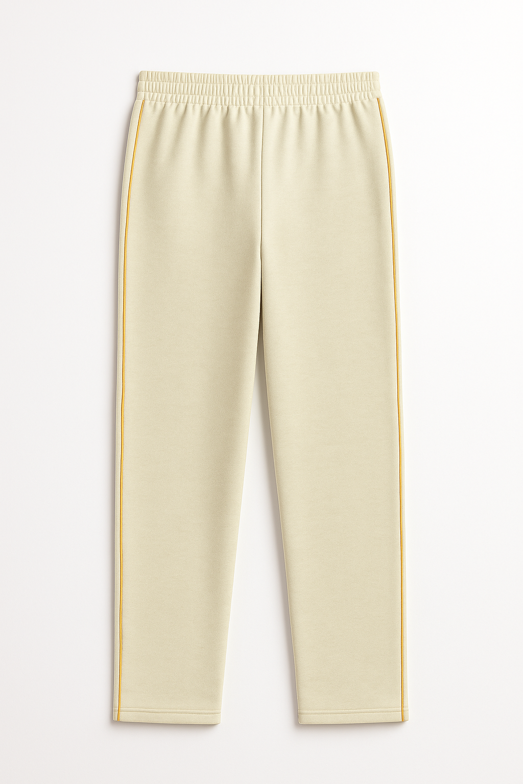 Damen Trainingshose in Beige mit gelbem Seitenstreifen