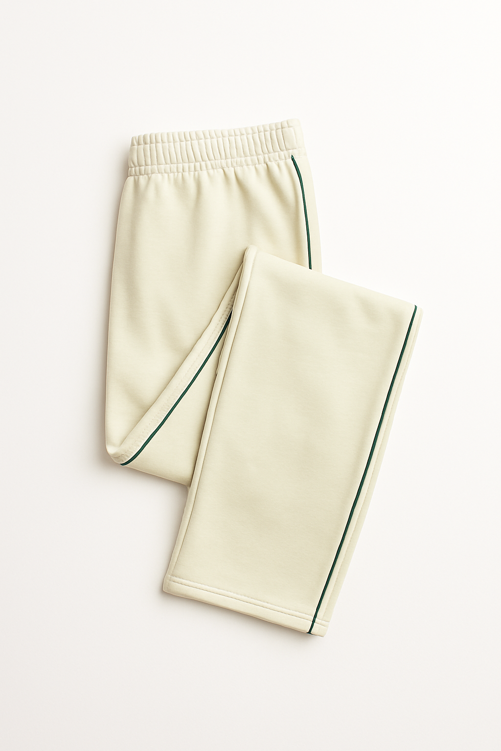 Damen Trainingshose in Beige mit grünem Seitenstreifen