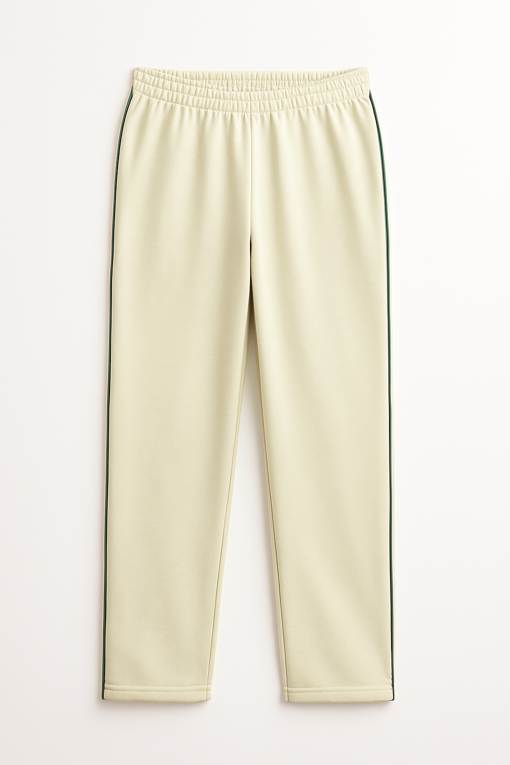 Damen Trainingshose in Beige mit grünem Seitenstreifen