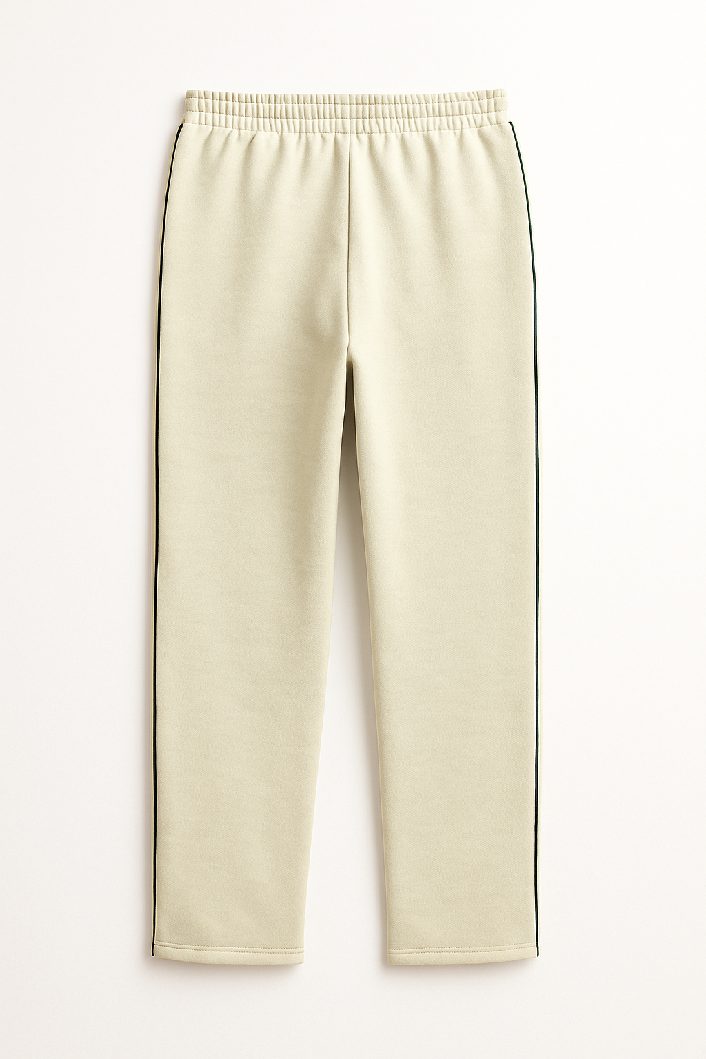 Damen Trainingshose in Beige mit grünem Seitenstreifen