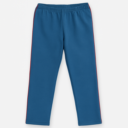 Damen Jogginghose in Blau mit roten Seitenstreifen