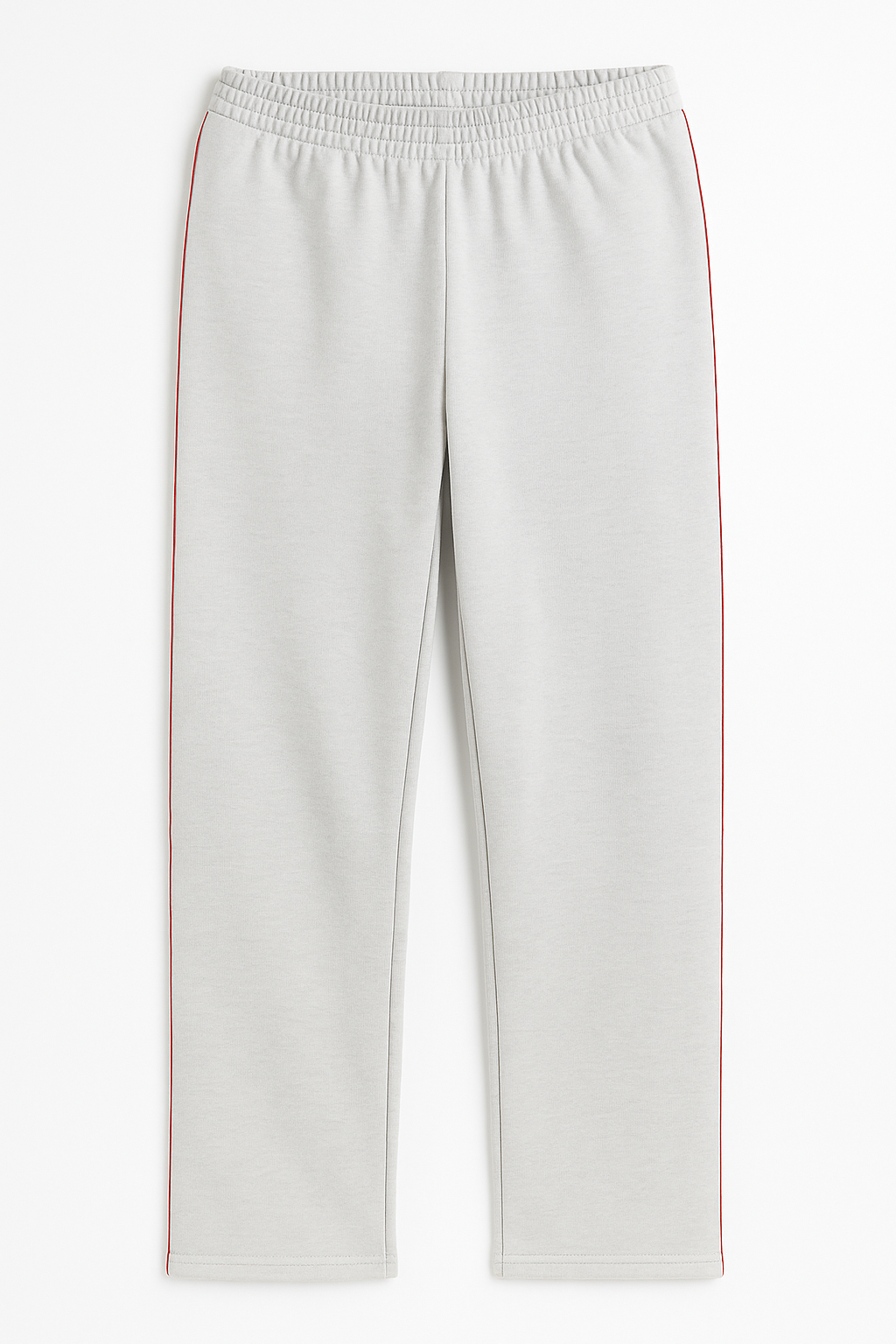 Damen Trainingshose in Cremeweiß mit rotem Seitenstreifen