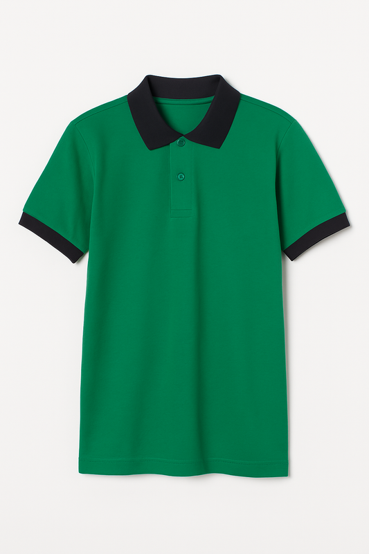 Kinder Polo – Grün mit dunklen Kontrastdetails