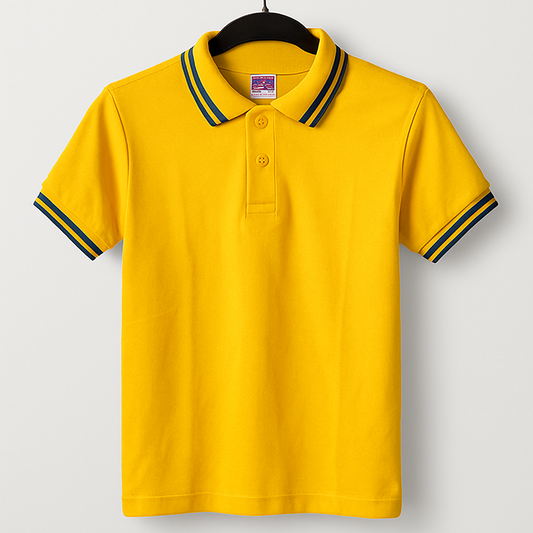 Kinder Polo – Gelb mit blauen Streifen