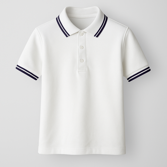 Kinder Polo – Weiß mit schwarzen Streifen