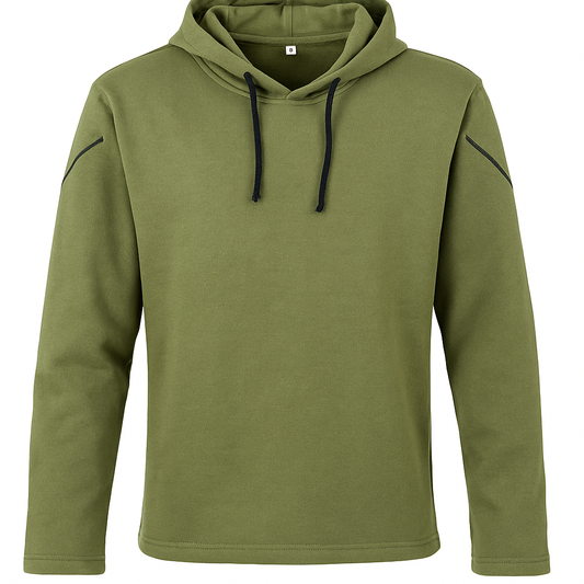 Damen Hoodie  – Olivgrün mit schwarzen Ziernähten