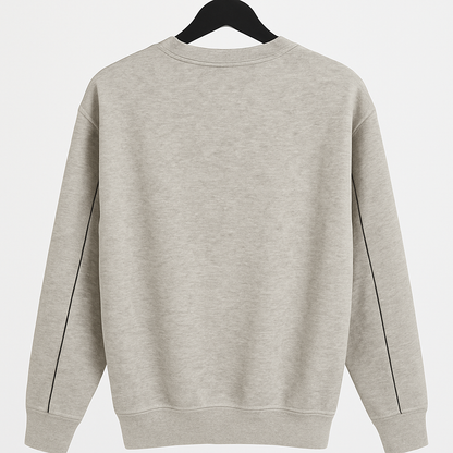 Unisex Pullover – Hellgrau mit feiner Ziernaht