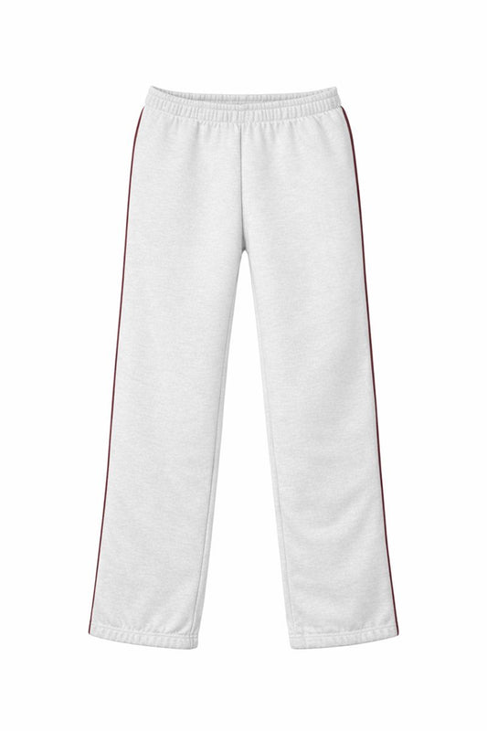 Trainingshose Hellgrau mit weinroten Seitenstreifen