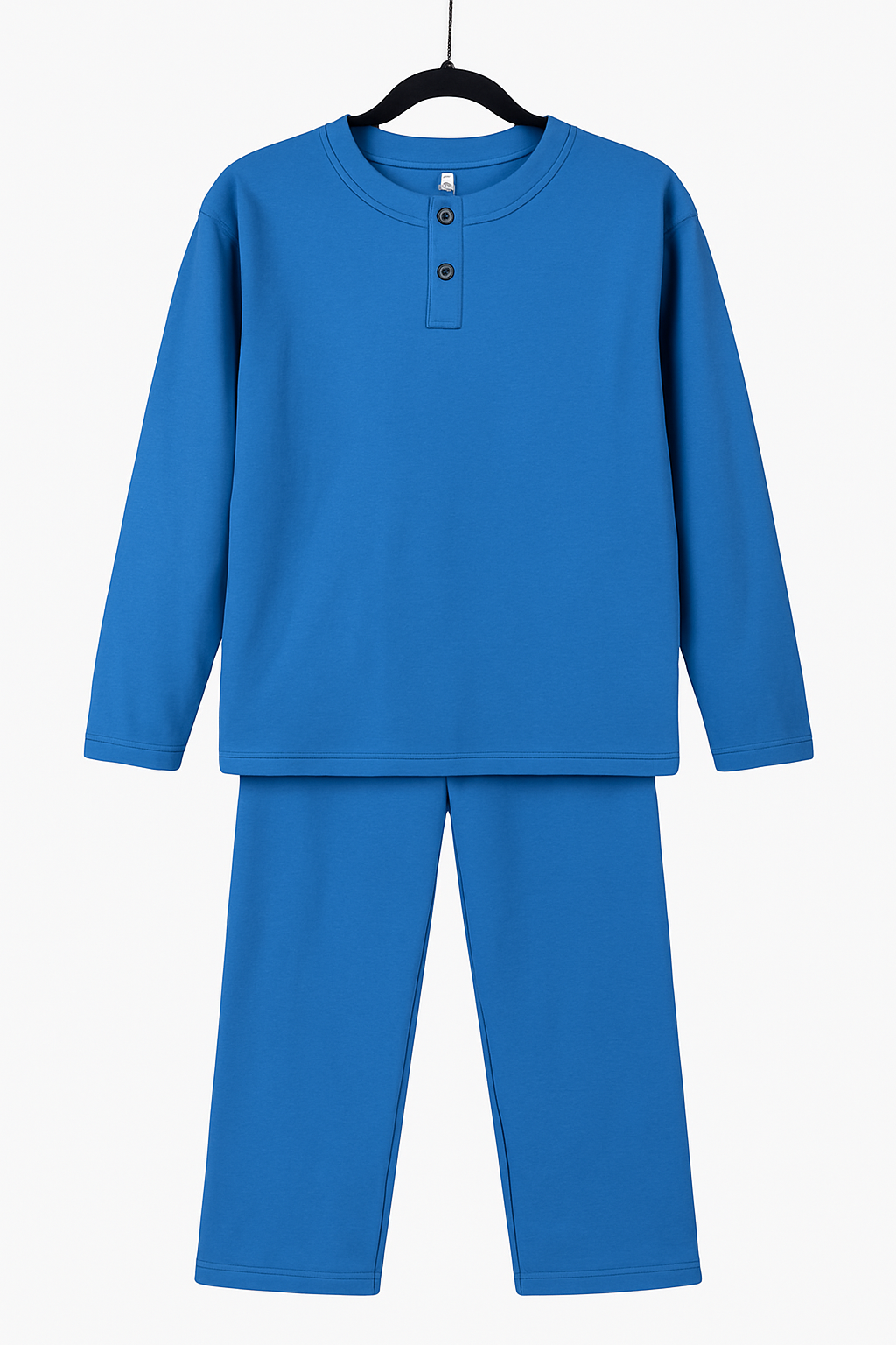 Unisex Homewear-Set – Blau mit Knopfleiste