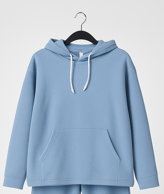 Herren Hoodie – Hellblau - graue Kontrasstreifen