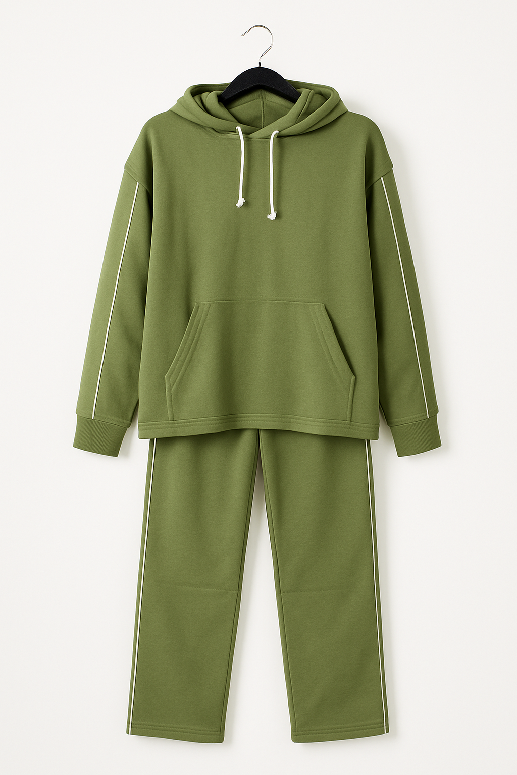 Damen Homewear-Set – Olivgrün mit Streifendetails