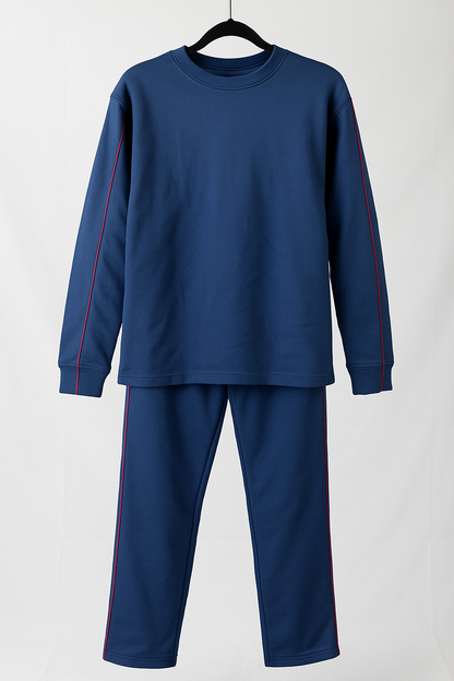 Unisex Homewear Set – Dunkelblau mit Kontraststreifen