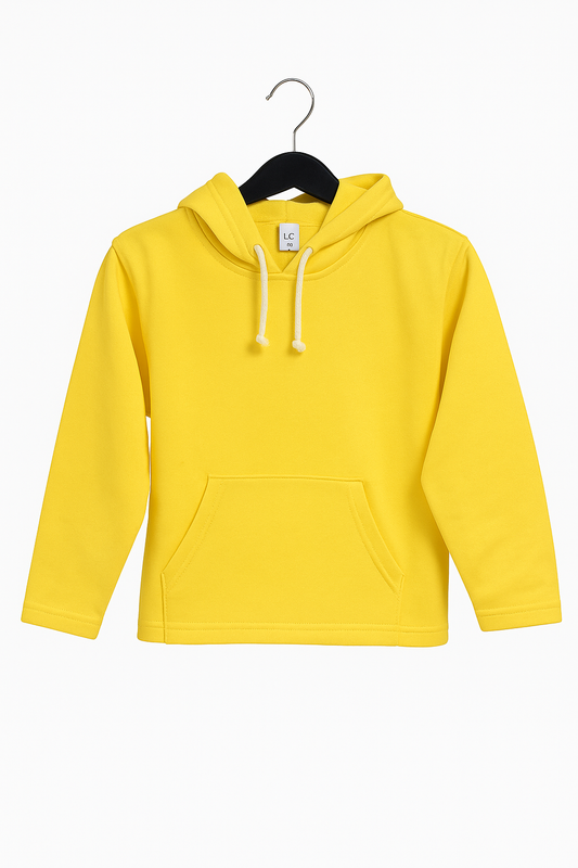 Kinder Hoodie – Sonnengelb mit Kängurutasche