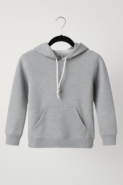 Kinder Hoodie – Hellgrau mit Kängurutasche