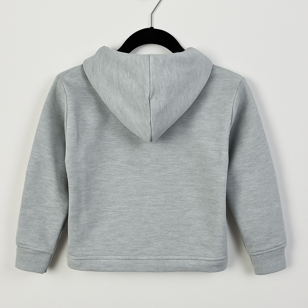 Kinder Hoodie – Hellgrau mit Kängurutasche