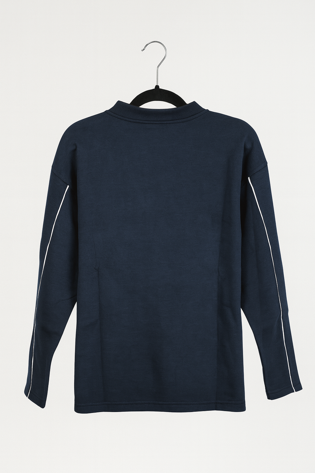 Unisex Langarmshirt – Dunkelblau mit weißen Kontraststreifen