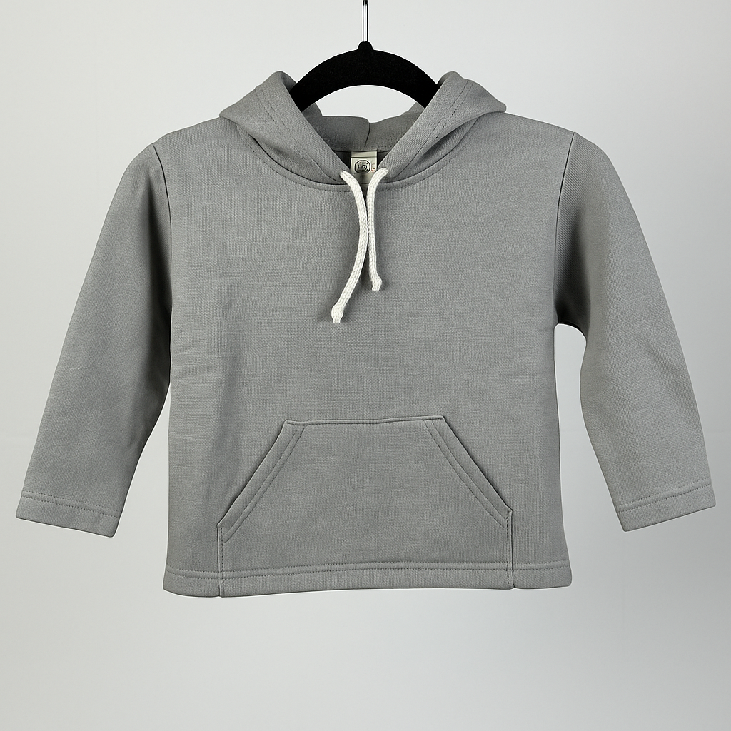 Kinder Hoodie – Grau mit Kängurutasche
