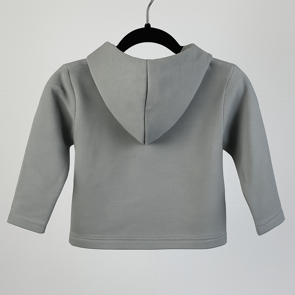 Kinder Hoodie – Grau mit Kängurutasche