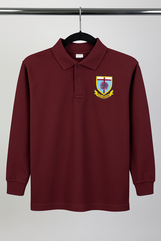 Kinder Polo – Dunkelrot Langarm