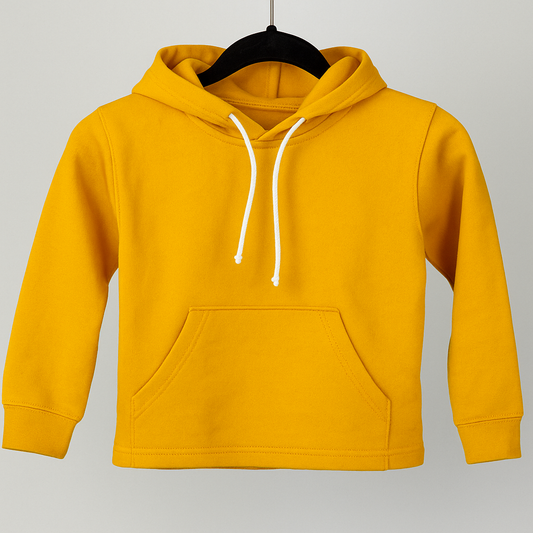 Kinder Hoodie – Gelb mit Kängurutasche