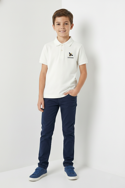 Kinder Polo – Weiß mit Stickdetail