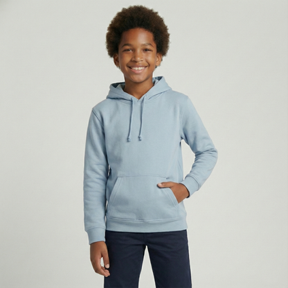 Kinder Hoodie – Hellblau mit Kängurutasche