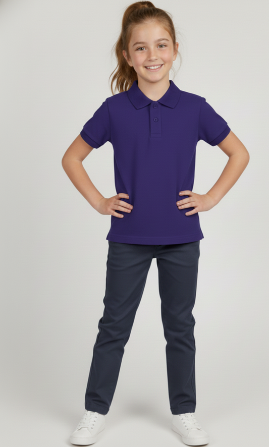 Kinder Poloshirt – Royalblau / Lila