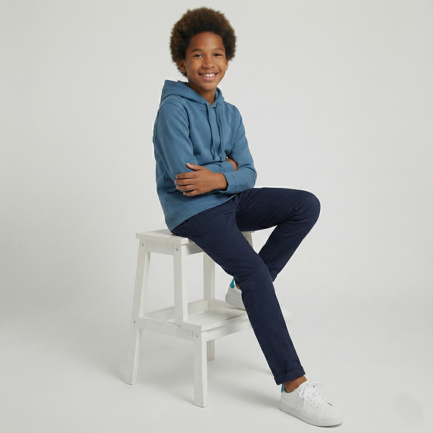 Kinder Hoodie – Blau mit Kängurutasche