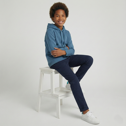 Kinder Hoodie – Blau mit Kängurutasche