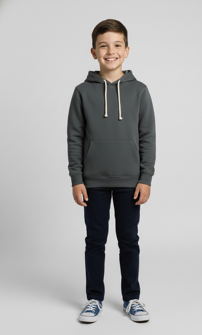 Kinder Hoodie – Dunkelgrau mit Kängurutasche