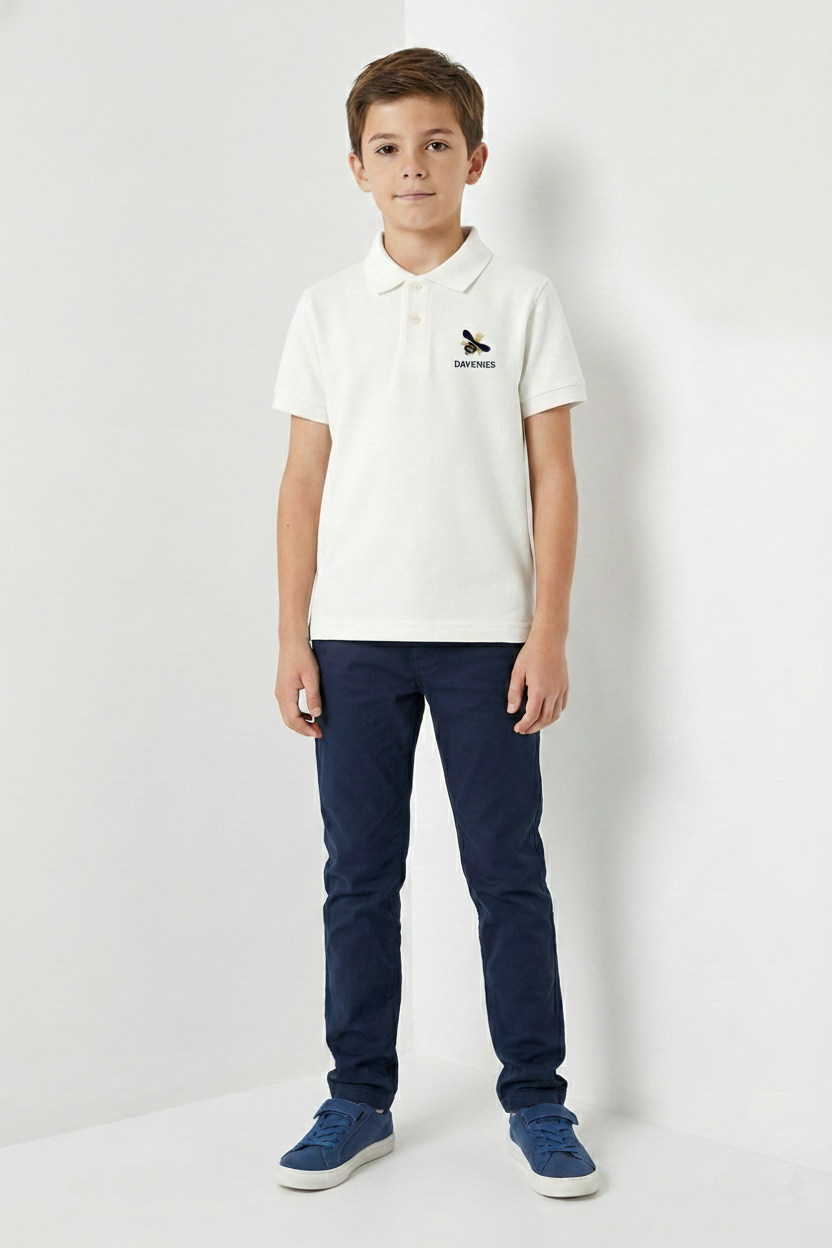 Kinder Polo – Weiß mit Stickdetail