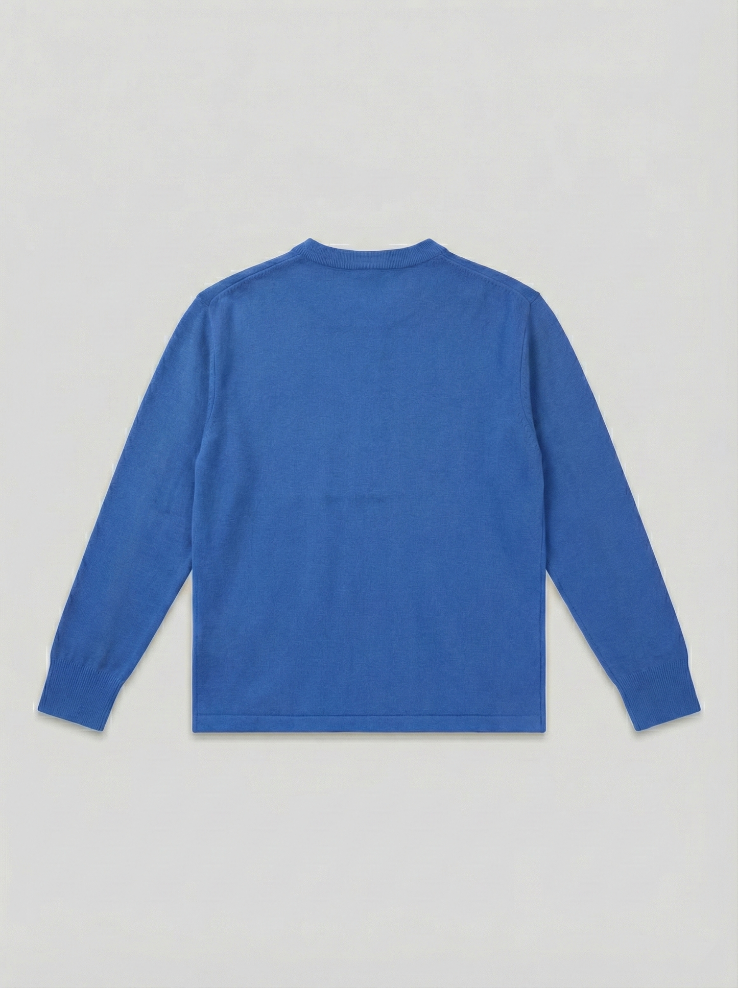 Unisex Pullover – Blau mit Knopfleiste und schwarzer Ziernaht