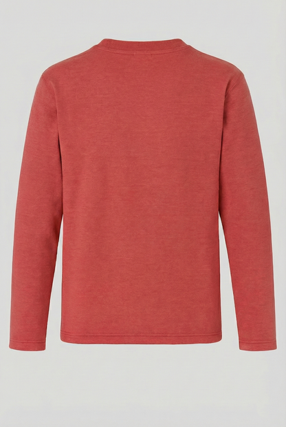 Unisex Langarmshirt – Rostrot mit feiner Ziernaht