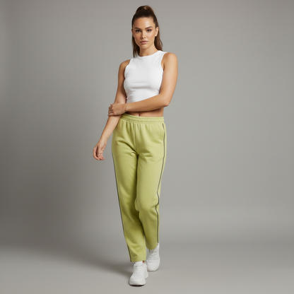 Damen Trainingshose in Hellgrün mit schwarzer Seitenziernaht