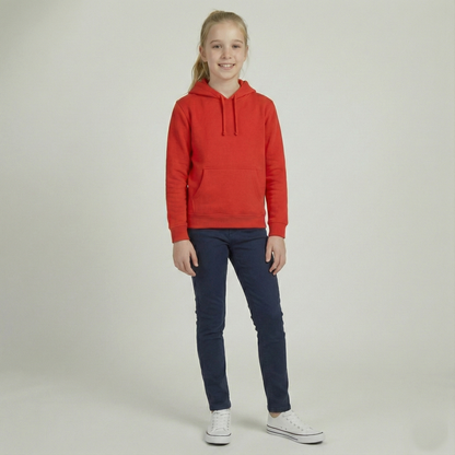 Kinder Hoodie – Rot mit Kängurutasche