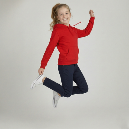 Kinder Hoodie – Rot mit Kängurutasche