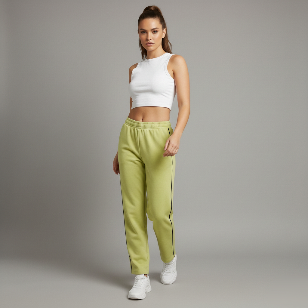 Damen Trainingshose in Hellgrün mit schwarzer Seitenziernaht