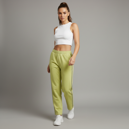 Damen Trainingshose in Hellgrün mit schwarzer Seitenziernaht