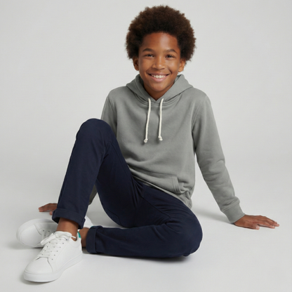 Kinder Hoodie – Grau mit Kängurutasche