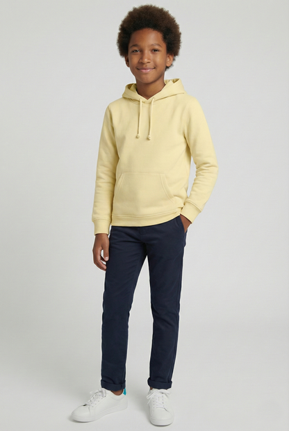 Kinder Hoodie – Hellgelb mit Kängurutasche