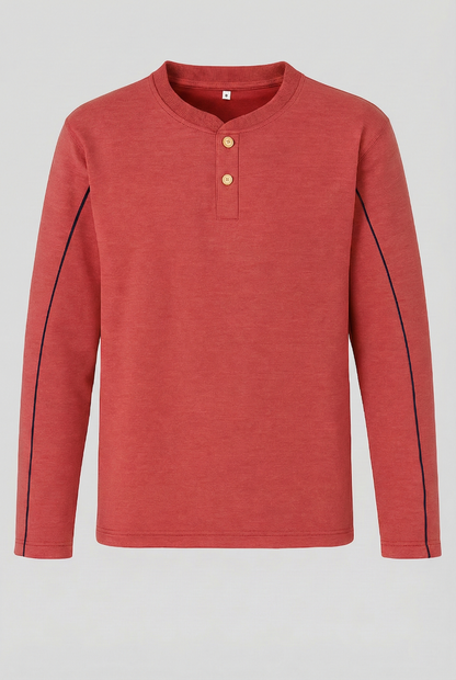 Unisex Langarmshirt – Rostrot mit feiner Ziernaht