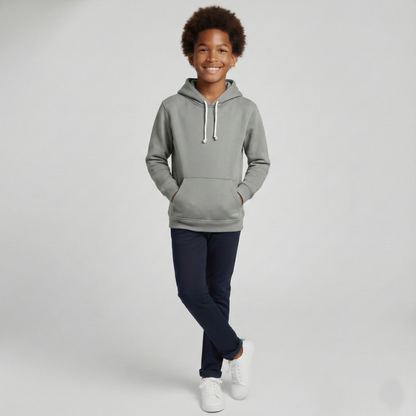 Kinder Hoodie – Grau mit Kängurutasche