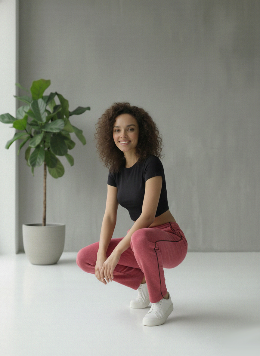 Damen Trainingshose in Altrosa mit schwarzen Seitenstreifen