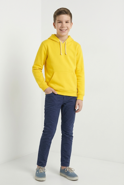 Kinder Hoodie – Sonnengelb mit Kängurutasche