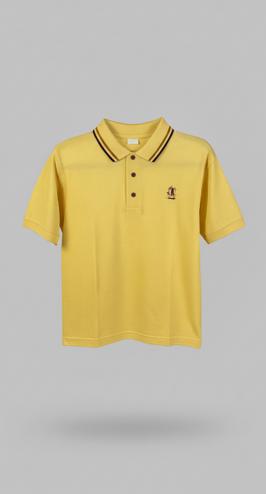 Kinder Polo-Shirt – Gelb mit gestreiftem Kragen