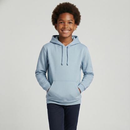 Kinder Hoodie – Hellblau mit Kängurutasche