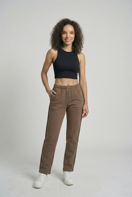 Trainingshose Braun mit schwarzer Seitennaht