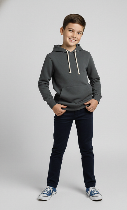 Kinder Hoodie – Dunkelgrau mit Kängurutasche